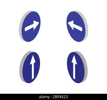 isometric road signs icon illustrated in vector on white background Stock Vector