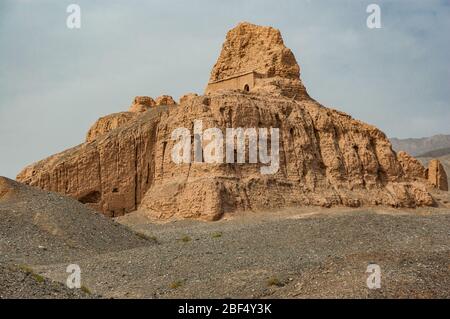 Buddhist complex that existed from 3rd to 13th Century in the desert near Kuqa, Xinjiang Province, China Stock Photo