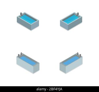 isometric tub icon illustrated in vector on white background Stock Vector