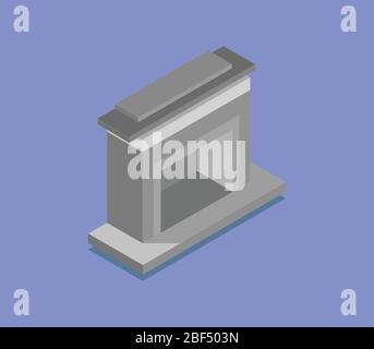 isometric fireplace icon illustrated in vector on white background Stock Vector