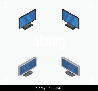 isometric television icon illustrated in vector on white background Stock Vector