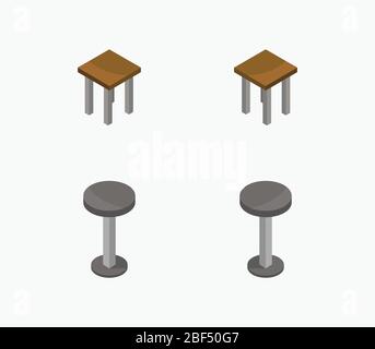 isometric stool icon illustrated in vector on white background Stock Vector
