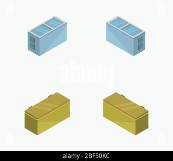 isometric freezer icon illustrated in vector on white background Stock Vector