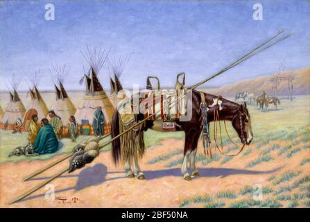 Indians in Camp at 101 Ranch. Stock Photo