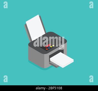 isometric printer icon illustrated in vector on white background Stock Vector