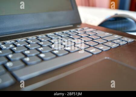 Laptop on the table in home office Stock Photo