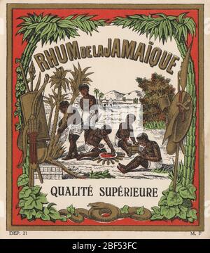 Vintage unused and rare label for Rhum (American: Rum of Jamaica) liquor, this one for “Rhum de la Jamaique” and from a Qualité Supérieure. This label Stock Photo