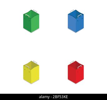 isometric shopping bag icon illustrated in vector on white background Stock Vector