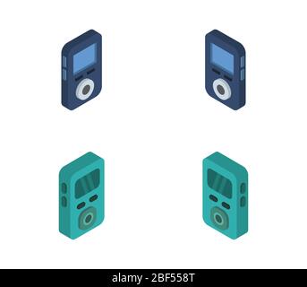 isometric mp3 player icon illustrated in vector on white background Stock Vector