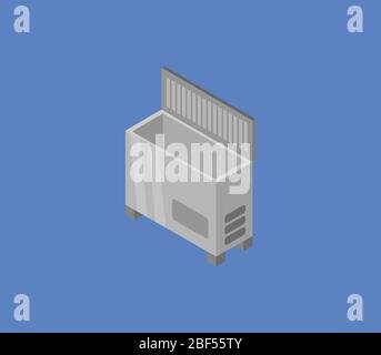 isometric freezer icon illustrated in vector on white background Stock Vector