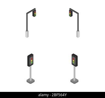 isometric traffic light icon illustrated in vector on white background Stock Vector