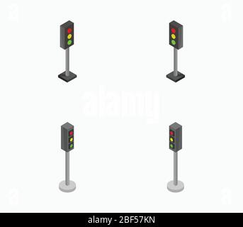isometric traffic light icon illustrated in vector on white background Stock Vector