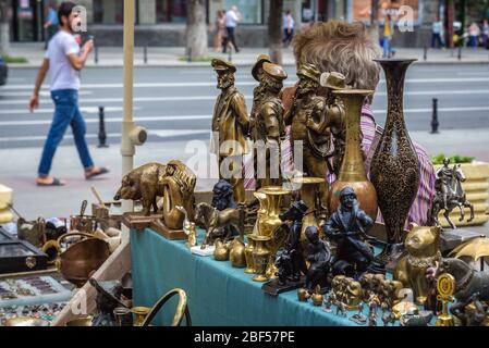 Stall on a flea market in centre of Chisinau, capital of the Republic of Moldova Stock Photo