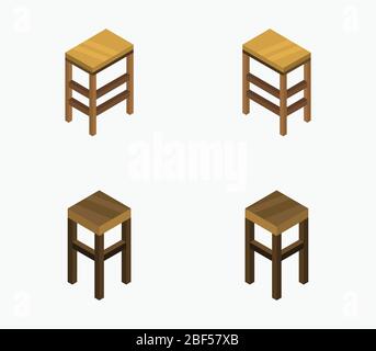 isometric stool icon illustrated in vector on white background Stock Vector