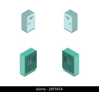 isometric fridge icon illustrated in vector on white background Stock Vector