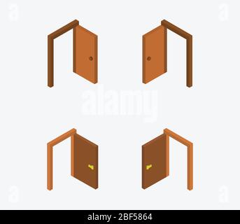 isometric door icon illustrated in vector on white background Stock Vector