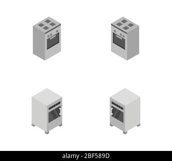 oven isometric icon illustrated in vector on white background Stock Vector