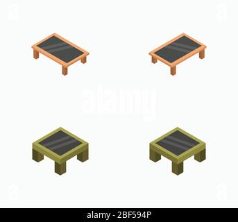 isometric coffee table icon illustrated in vector on white background Stock Vector