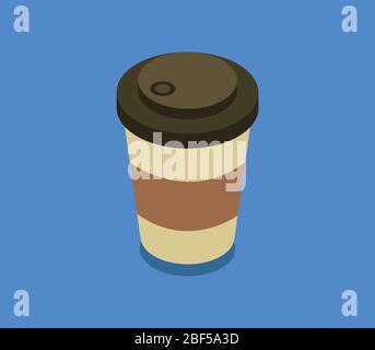 isometric coffee icon illustrated in vector on white background Stock Vector