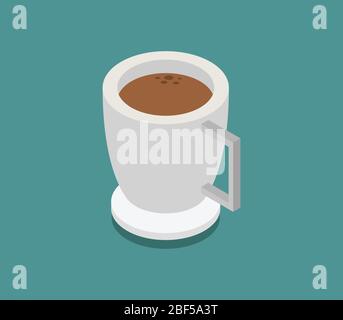 isometric coffee icon illustrated in vector on white background Stock Vector