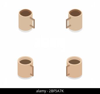 isometric coffee icon illustrated in vector on white background Stock Vector