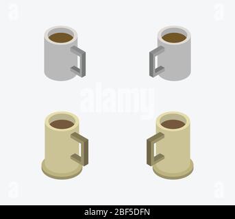 isometric coffee icon illustrated in vector on white background Stock Vector