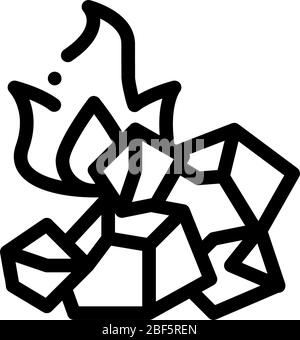 charcoal for fire icon vector outline illustration Stock Vector