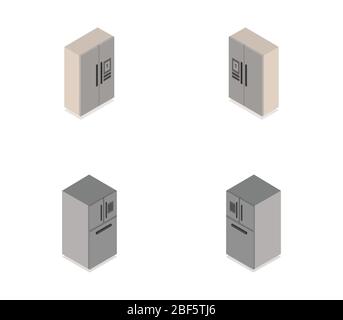 isometric fridge icon illustrated in vector on white background Stock Vector