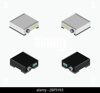isometric projector icon illustrated in vector on white background Stock Vector