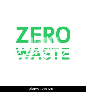 Zero waste green emblem with smeared waste . Eco label, green emblem. Vector stock illustration. Stock Vector