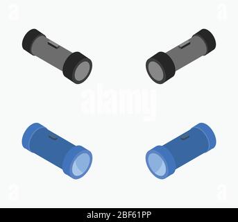 Isometric torch icon illustrated in vector on a white background Stock Vector