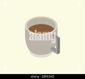 isometric coffee icon illustrated in vector on white background Stock Vector