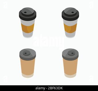 isometric coffee icon illustrated in vector on white background Stock Vector