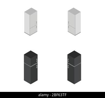 isometric fridge icon illustrated in vector on white background Stock Vector