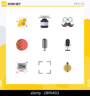 Set of 9 Modern UI Icons Symbols Signs for skin care, dry skin, moustache, dermatology, men Editable Vector Design Elements Stock Vector