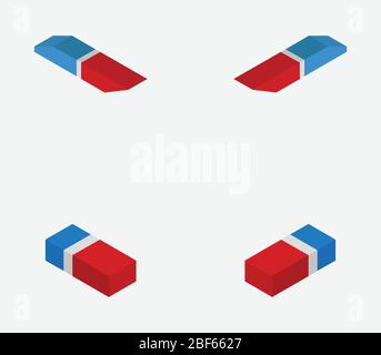 isometric eraser icon illustrated in vector on white background Stock Vector