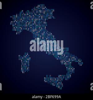 Italy country map made from digital binary code Stock Vector