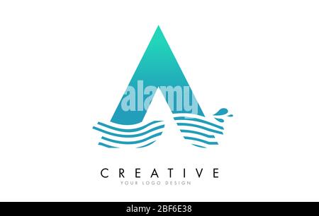 Q Letter Logo with Waves and Water Drops Design Vector Illustration ...