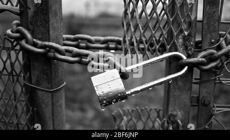 Black and white picture of a lock with water. Stock Photo