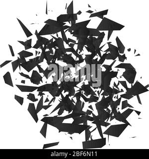 Explosion effect. Shatter triangle. Banner with place for text. Vector illustration Stock Vector