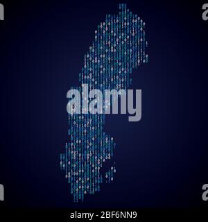 Sweden country map made from digital binary code Stock Vector