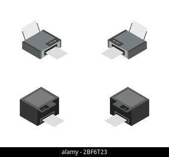isometric printer icon illustrated in vector on white background Stock Vector