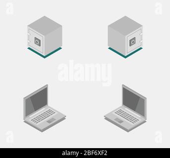 business objects set icon illustrated in vector on white background Stock Vector