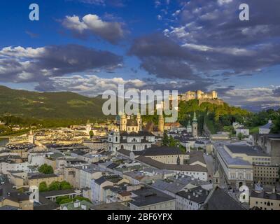 Historic town centre of Salzburg and castle , Austria, Salzburg Stock Photo