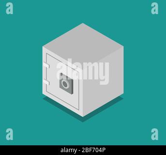 Isometric safe icon illustrated in vector on white background Stock Vector