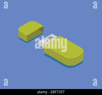 isometric usb icon illustrated in vector on white background Stock Vector