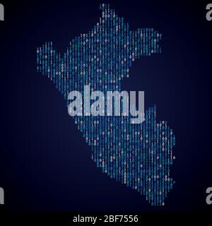 Peru country map made from digital binary code Stock Vector