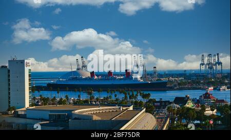 Queen Mary Across Harbor Stock Photo