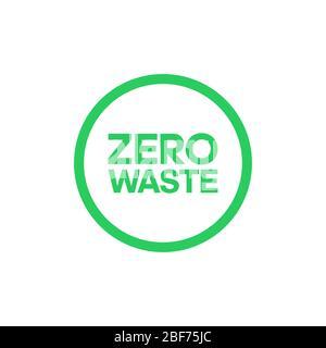 Zero waste bold text in center of circle logo. Ecology and environment protection. Vector stock illustration. Stock Vector