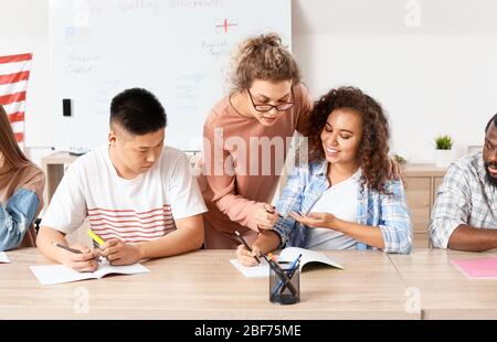 People taking classes at language school Stock Photo